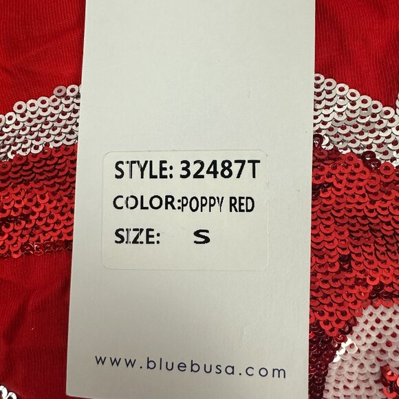 Red Blue b Collection Womens Sequin Cowboy Boot T-Shirt Size S - Picture 6 of 8